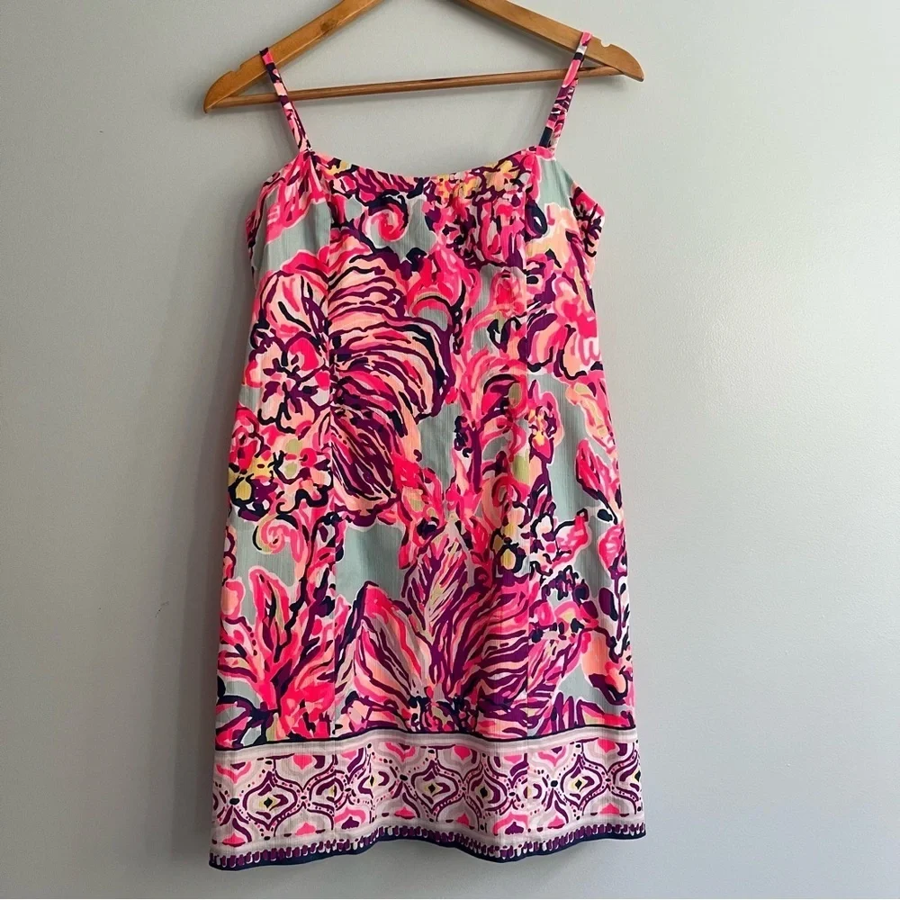 Lilly Pulitzer Shelli Dress Size 6 Tie Back Pink Blue - Picture 1 of 16